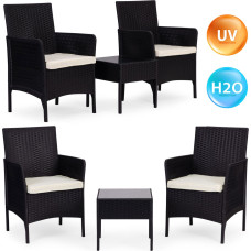 Multigarden Garden Furniture Set 2 Armchairs + Table Tempered Glass Black MultiGarden