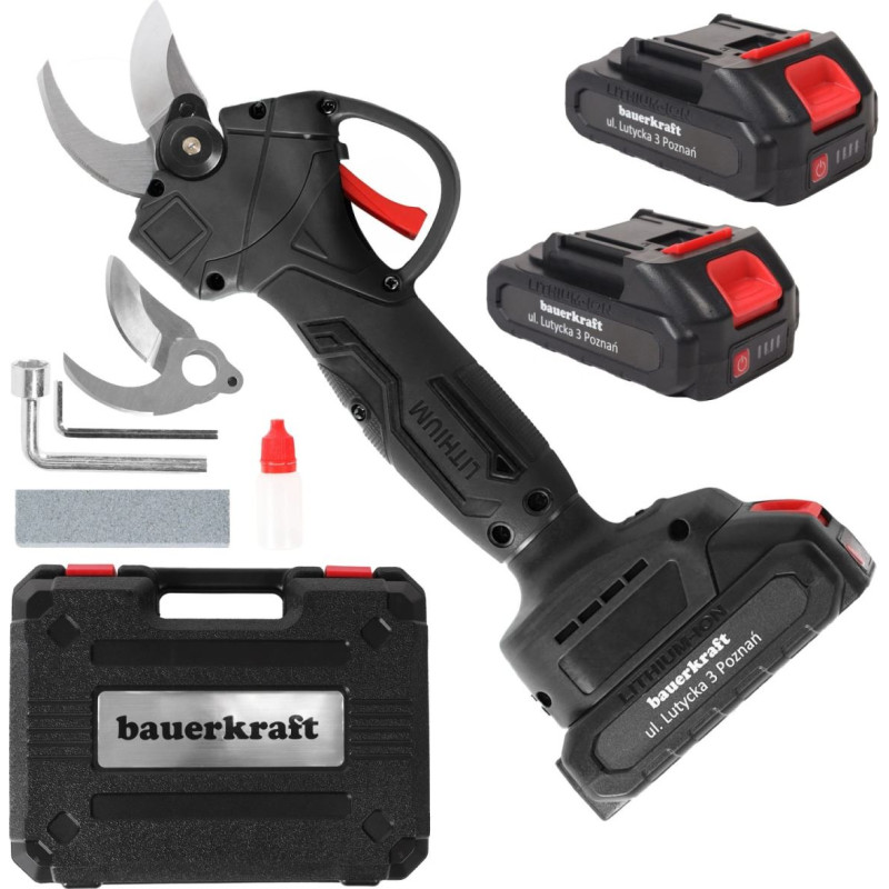 Bauerkraft Cordless Electric Pruning Shears for Branches and Hedges 21V