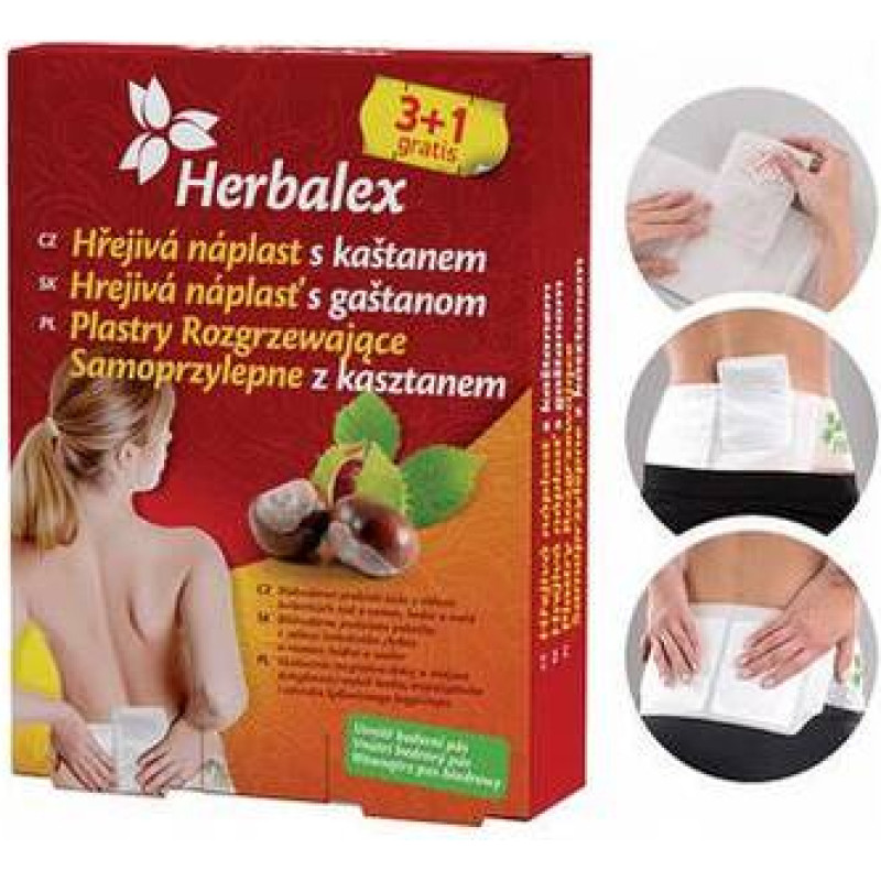 Herbamedicus Hřejiv&eacute; n&aacute;plasti s ka&scaron;tanem 3+1 gratis + bedern&iacute; p&aacute;s