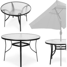 Multigarden Round garden table 80 cm, for terrace, garden, balcony, tempered glass, umbrella hole, MultiGarden
