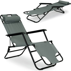 Multigarden Garden lounger with headrest, foldable construction, gray, MultiGarden