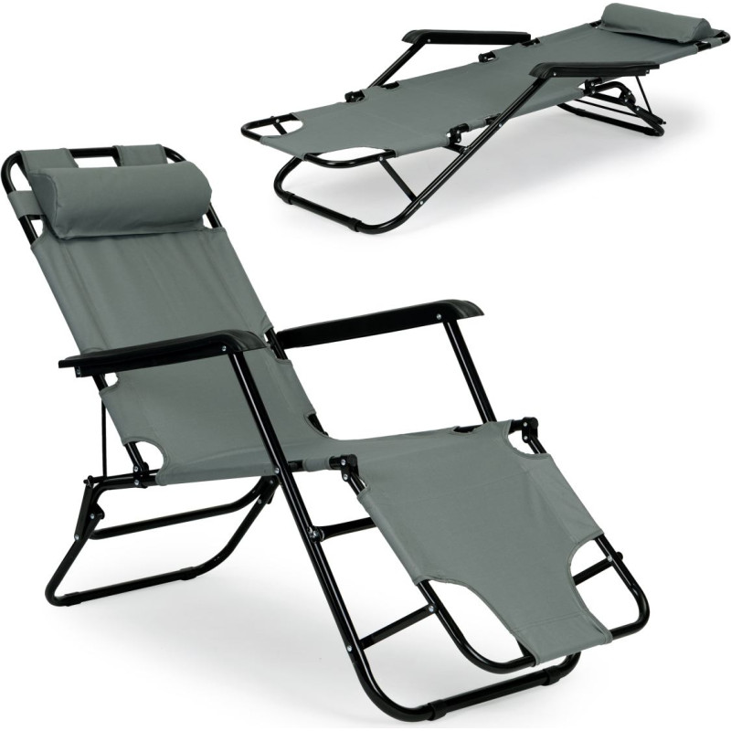 Multigarden Garden lounger with headrest, foldable construction, gray, MultiGarden