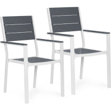 Multigarden Set of 2 garden chairs for terrace balcony HDPE steel gray white MultiGarden