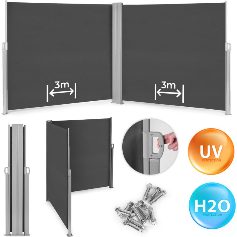 Multigarden Double Side Awning 300x300x180 cm Sunshade Privacy Screen Anthracite MultiGarden