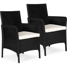 Multigarden Zestaw 2x fotel ogrodowy z poduszką komplet krzeseł na balkon taras ogr&oacute;d czarny MultiGarden