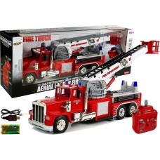 Ugunsdzēsēju mašīna ar tālvadības pulti un skaņas/gaismas efektiem LeanToys, sarkana