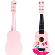 Ecotoys Wooden Guitar for Kids with Metal Strings and Pick &ndash; Pink ECOTOYS