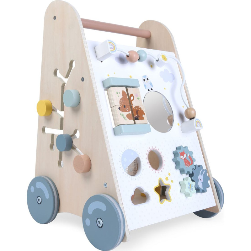 Multistore Wooden educational push walker with movable elements, ECOTOYS