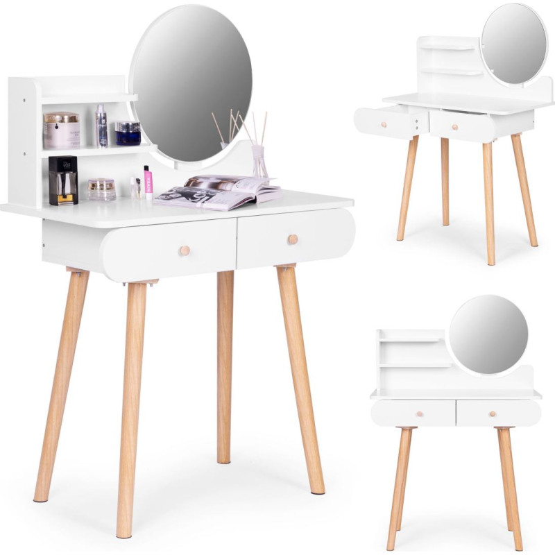 Modernhome Large modern cosmetic dressing table with mirror shelves