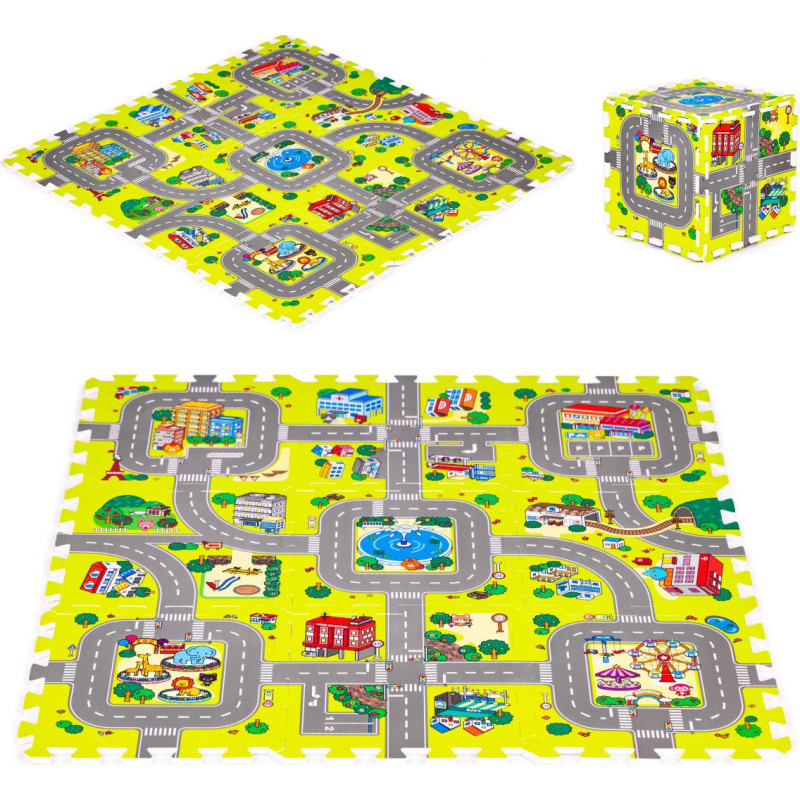 Iplay Foam Play Mat for Kids City Design &ndash; 9 Pieces 90.5x90.5 cm IPLAY