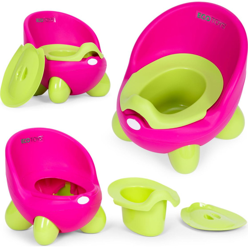 Ecotoys Potty toilet seat for children, removable insert, non-slip legs, pink-green, ECOTOYS