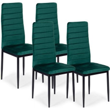 Mebelki24 Chairs with Contoured Backrest - GREEN VELVET - Set of 4
