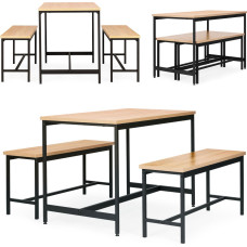Modernhome Loft Dining Furniture Set &ndash; Table and 2 Benches for Kitchen or Dining Room ModernHome