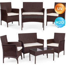Multigarden Garden Furniture Set Table Bench Armchairs Brown MultiGarden