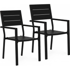 Multigarden Zestaw 2 krzeseł ogrodowych na taras balkon stal HDPE - czarne MultiGarden