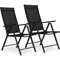 Multigarden Set of 2 folding garden chairs, steel, adjustable backrest, black, MultiGarden