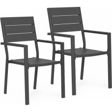 Multigarden Set of 2 garden chairs for terrace balcony HDPE steel gray MultiGarden