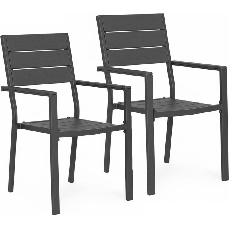 Multigarden Set of 2 garden chairs for terrace balcony HDPE steel gray MultiGarden