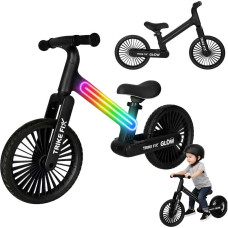 Līdzsvara velosipēds trīsritenis Fix Glow LED melns viegls regulējams