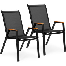 Multigarden Set of 2 Garden Chairs for Terrace or Balcony, Black, MultiGarden