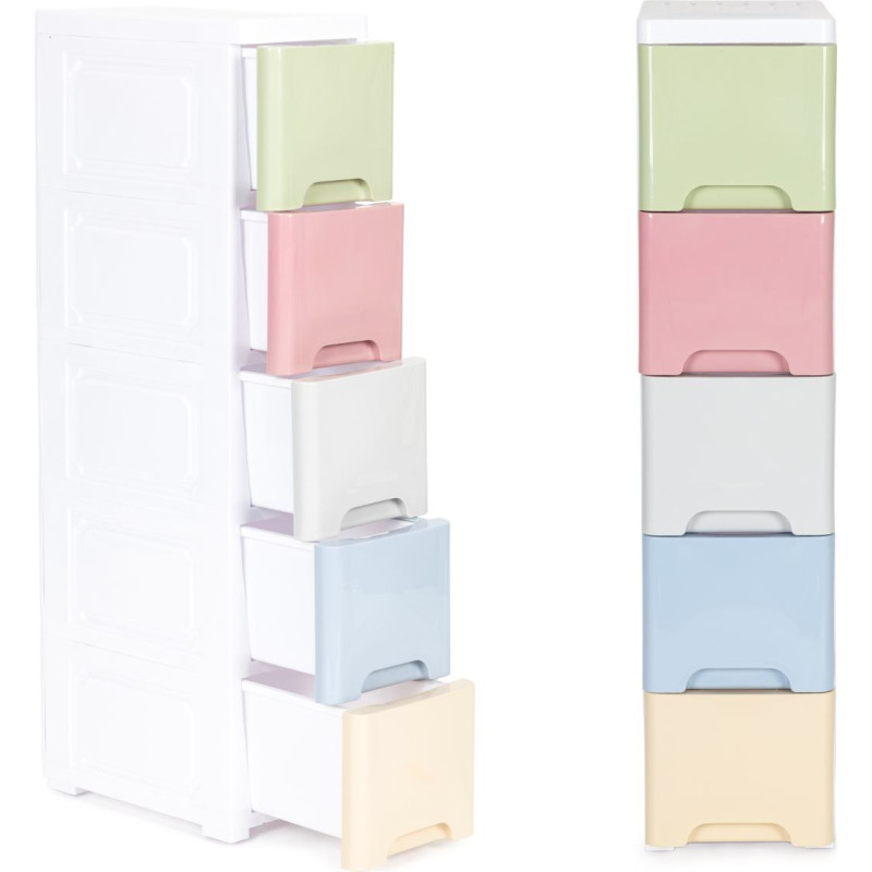 Modernhome Bookcase with 5 pull-out drawers legs with castors ModernHome