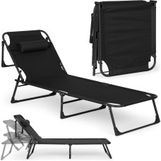 Multigarden Fishing garden lounger, foldable with pillow, black, MultiGarden