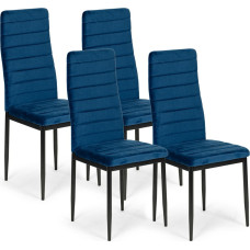 Mebelki24 Chairs with Contoured Backrest - BLUE VELVET - Set of 4