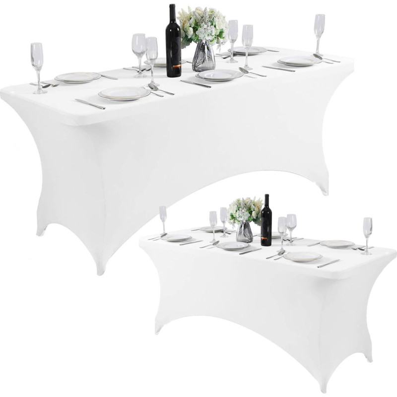 Multigarden Universal Table Cover for Catering Table 240 cm 8FT White Stretch MultiGarden