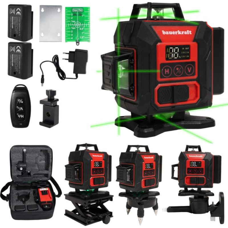 Longwell Industrial Ltd Laser Level 360&deg; 4D Cross Line Green Laser 16 Lines