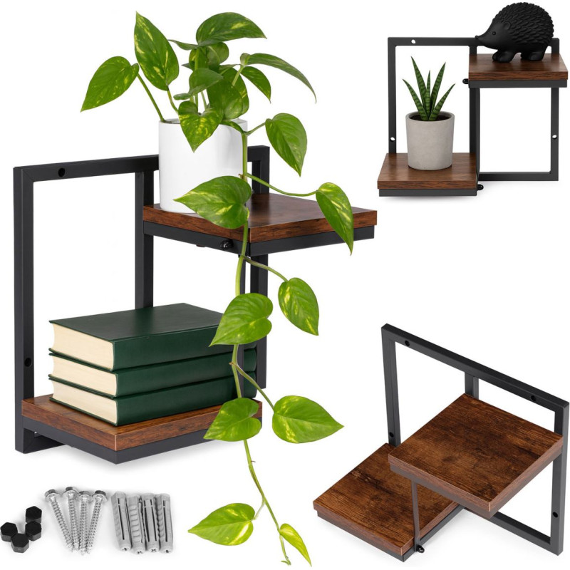 Modernhome Wall Plant Stand Hanging Shelf for Flowers Decorations 2 Levels Loft ModernHome