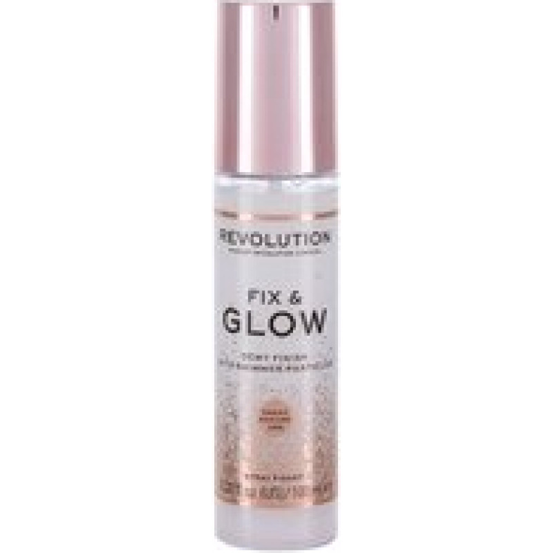 Makeup Revolution Fix & Glow Dewy Finish - Brightening fixation spray for make-up