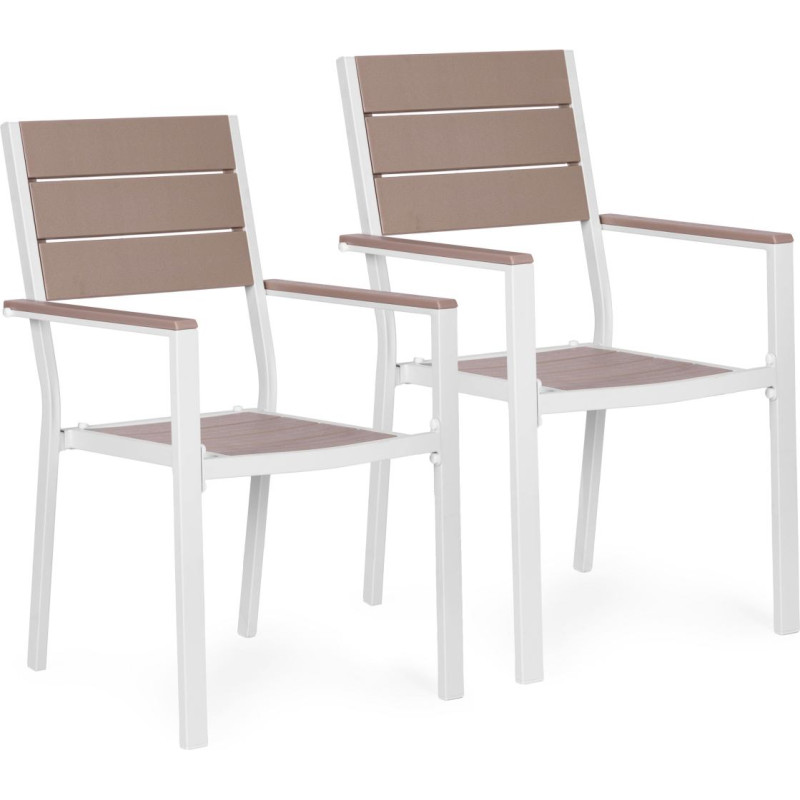 Multigarden Zestaw 2 krzeseł ogrodowych na taras balkon stal HDPE - białe MultiGarden