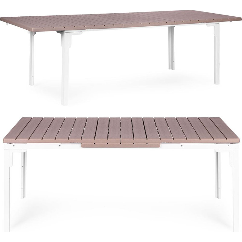 Multigarden St&oacute;ł ogrodowy rozkładany 180-240 cm do 12 os. stal HDPE beżowy MultiGarden