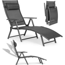 Multigarden Foldable beach garden lounger, adjustable backrest, steel frame, gray, MultiGarden
