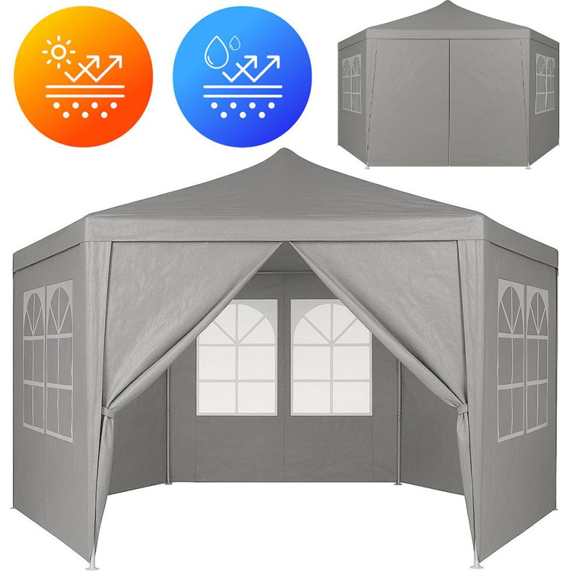 Multigarden Garden Trade Pavilion Tent 2x2x2 m with Windows Grey MultiGarden