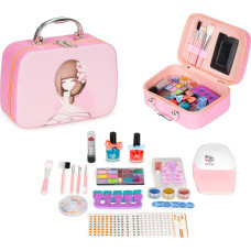 Multistore Kids Makeup Set Case with Mirror and UV LED Lamp