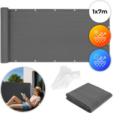 Multigarden Balcony Privacy Screen with Fittings 100x700 cm Shading Mesh + Mounting Accessories Grey MultiGarden