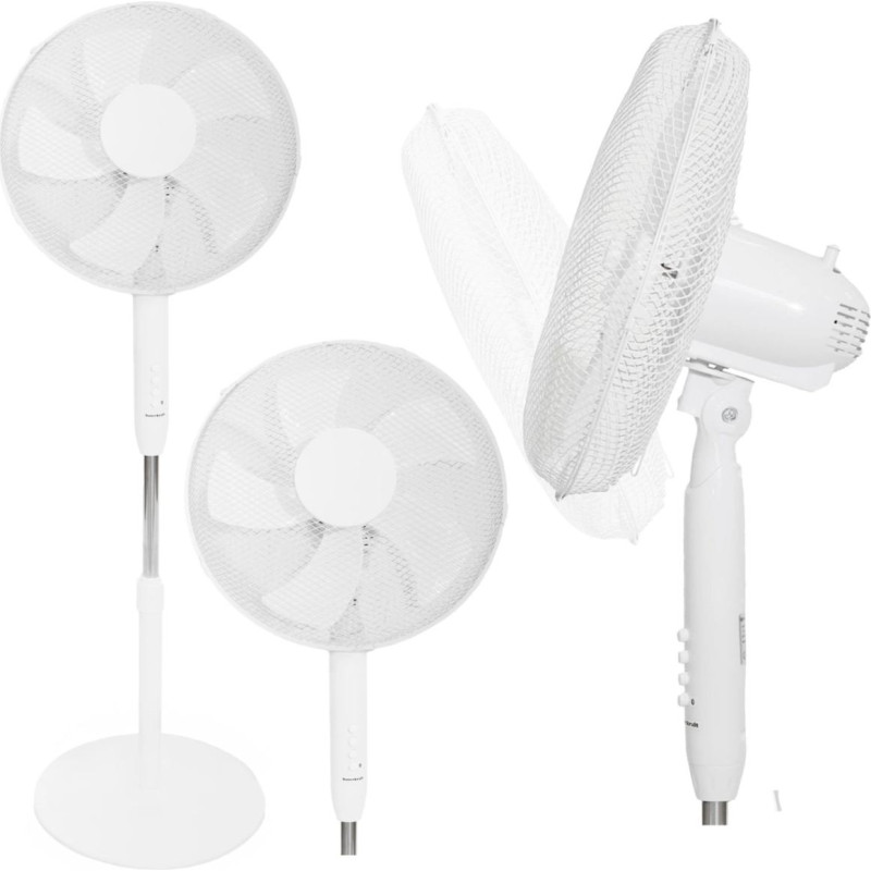 Longwell Industrial Ltd Standing Floor Fan 45W &ndash; 3 Modes, 5 Blades, White