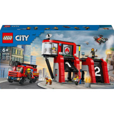 LEGO® 60414 City Viegli un ugunsdzēsēju kravas automašīna, rotaļlieta ar suņa figūriņu un 5 minifigurīnēm, dāvanas bērniem