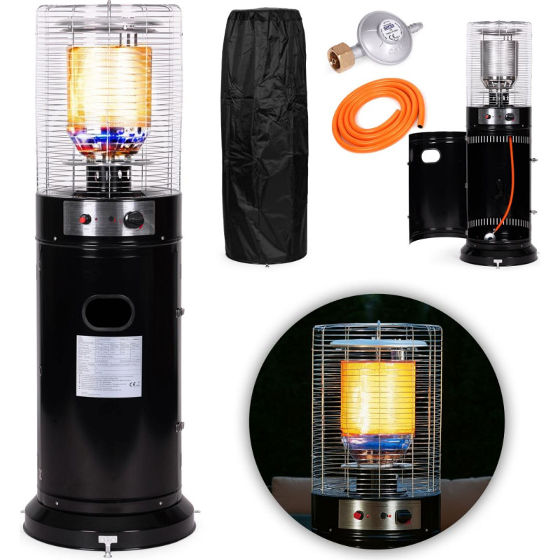 Multigarden Gas Patio Heater 11 kW with Glass Tube for Garden, Regulator, Hose, and Cover MultiGarden