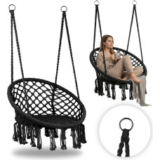 Multigarden Fotel wiszący boho huśtawka ogrodowa bocianie gniazdo czarny MultiGarden
