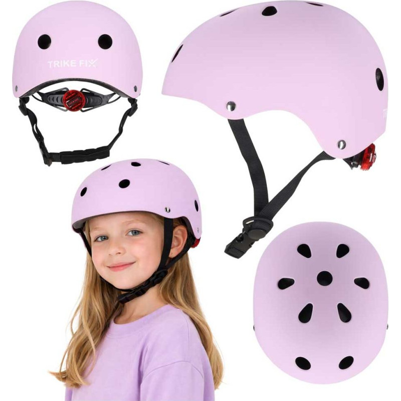 Trike Fix bērnu velosipēdu ķivere regulējama LED M 55-58cm violeta