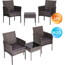 Multigarden Komplet mebli ogrodowych z technorattanu 2 krzesła stolik szary MultiGarden