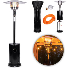Multigarden Gas patio heater, 13 kW, glass, for garden and patio, regulator, hose, cover, MultiGarden