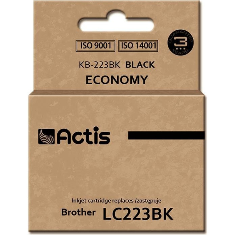 Tintes kasete - ACTIS - KB-223BK - Saderīga ar Brother LC223BK - Melna - 16 ml