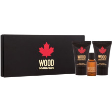Kosmētikas dāvanu komplekts vīriešiem Dsquared2 Wood for Him: tualetes ūdens vīriešiem, 5 ml + dušas želeja, 25 ml + balzams pēc skūšanās, 25 ml + dāvanu kastīte