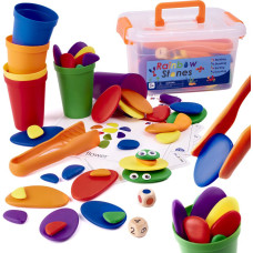 Radošu akmeņu krāsaina montessori puzle