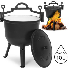 Multigarden Kociołek żeliwny emaliowany 10L stojący garnek myśliwski ognisko grill MultiGarden