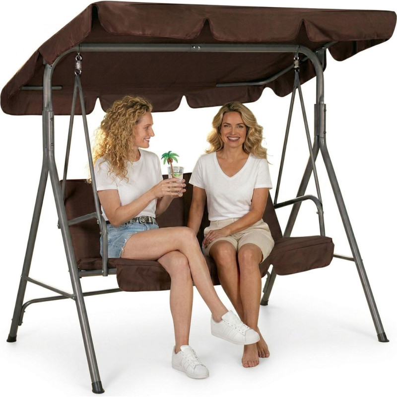 Multigarden Garden swing 3-seater with a steel frame, brown, MultiGarden