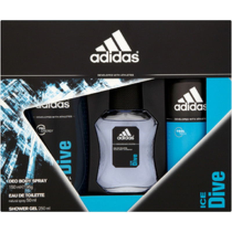 Adidas Ice Dive Gift Set EDT 50 ml, deospray Ice Dive 150 ml and shower gel 250 ml Ice Dive